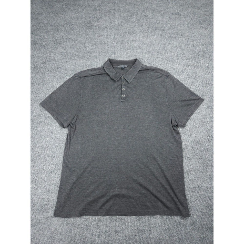 John Varvatos Polo Shirt Men's XXL Gray Collared Short Sleeve Cotton Preppy